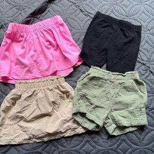 3T Multi-Piece short/skort bundle - Pink, Black, Tan, Green